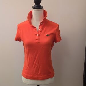 Lacoste Orange Cotton Polo Shirt